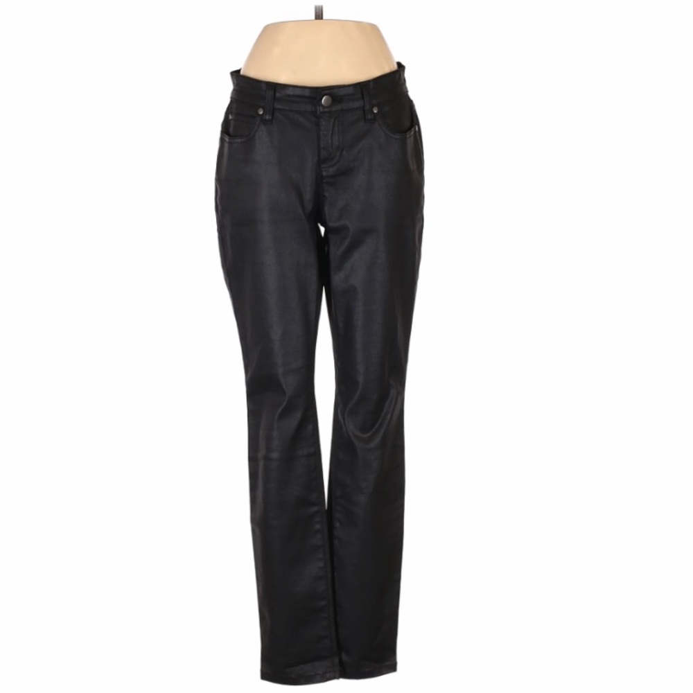 Eileen Fisher 2P Faux Leather Black Skinny Pants